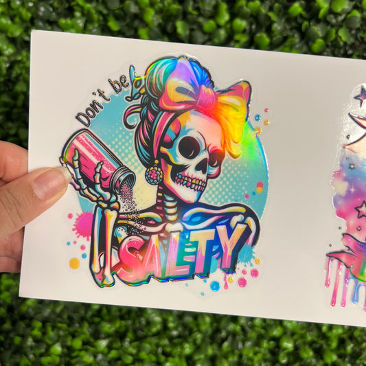 i6 Skull Decals Colorful Sassy Holographic UVDTF WRAPS