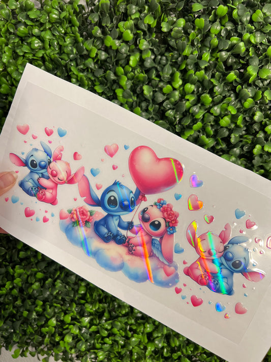 #229 Blue & Pink Aliens Pink Balloon Holographic UVDTF WRAPS