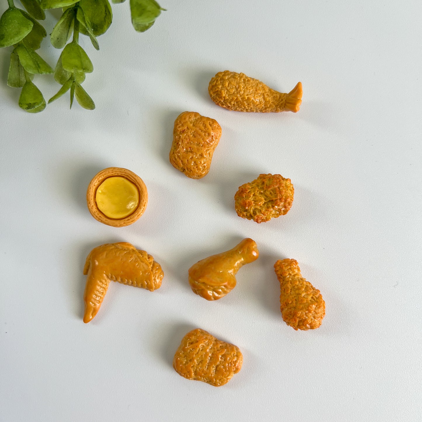 Fried Chicken Food Flat Back Charms Mixed 8 pcs