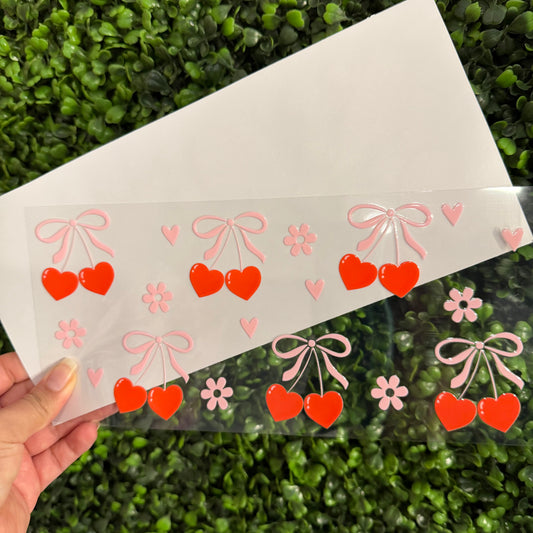 K19 Heart Cherries with Bows Single Sided UVDTF WRAPS
