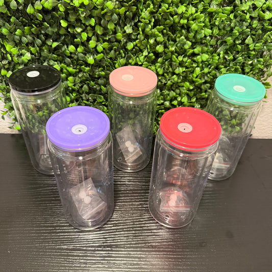 20 oz Acrylic Snow Globes with Lids and Plastic Straw Cup Blanks PRE-DRILLED