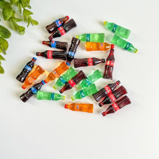 Soda Bottles Flat Back Charms Mixed 8 pcs