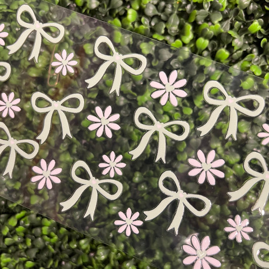 K17 Green Bows and Daisies Single Sided UVDTF WRAPS
