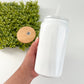16 Ounce Stainless Steel Sublimation Can with Two Lids and Plastic Straw Blanks