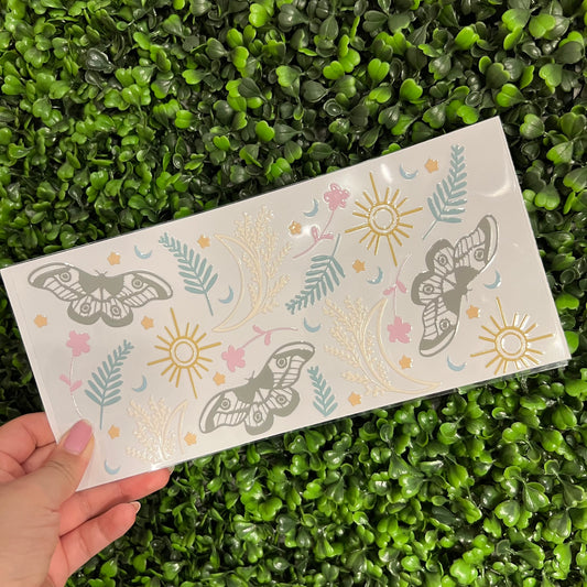 J2 Pastel Moth and Floral Single Sided UVDTF WRAPS