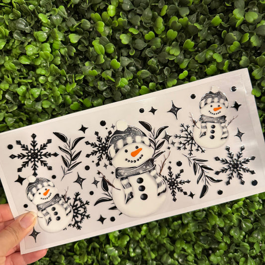 Y14 Black & White Snowman Single Sided UVDTF WRAPS