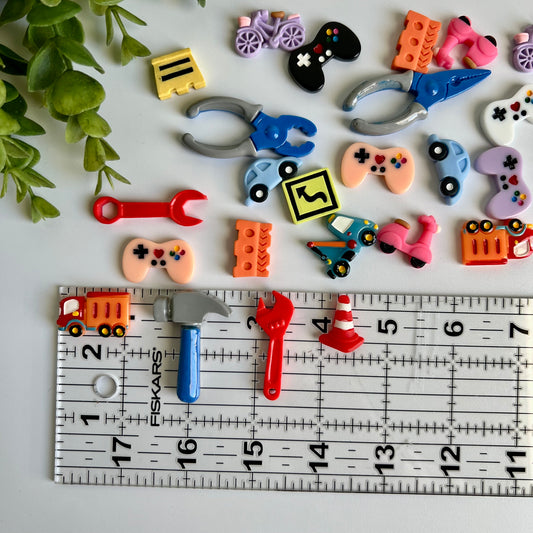 Boy Charms Flat Back Charms Mixed