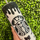 CUSTOM MADE Spooky Coffee with Rhinestone Drip 20 oz Stainless Steel Can with Plastic Lid