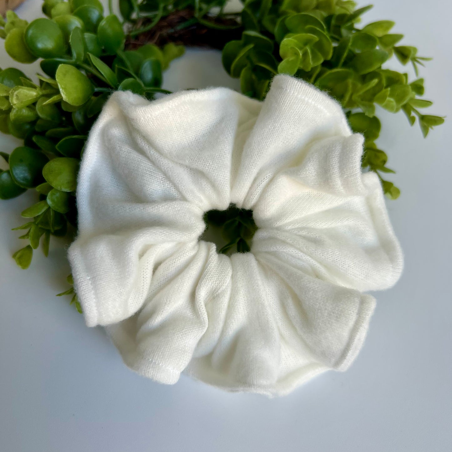 Cozy White Scrunchies