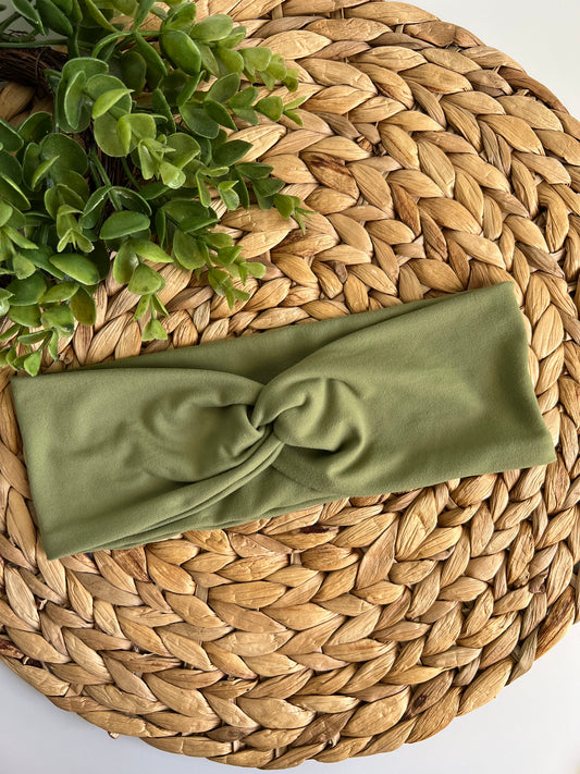 Olive Green Solid Color Headband