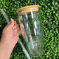 Glass Snow Globe Tumbler 32 oz Double Walled with PreDrilled Hole with Bamboo Lid and Straw