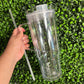 Acrylic Snow Globe Tumbler 40 oz Double Walled with PreDrilled Hole with Plastic Lid and Straw