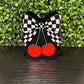Cherry Checkered Bow Pencil Holder