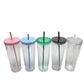 Cup Blanks Snow Globe Tumbler 24 oz Double Walled with PreDrilled Hole Matching Colored Lids and Straws