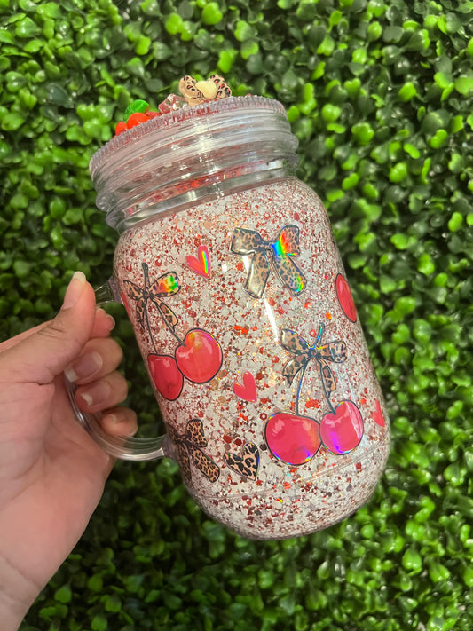 CUSTOM MADE 20 oz Mason Jar DRY Snow Globe