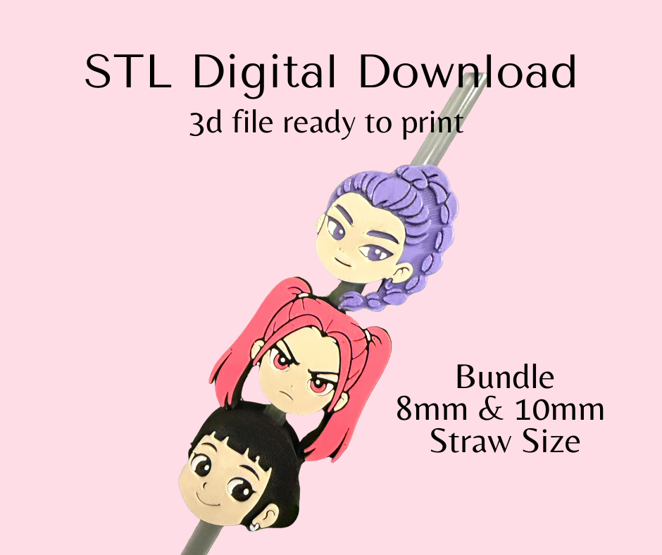 KPop Hunters Straw Topper 8mm and 10mm Size Digital Download