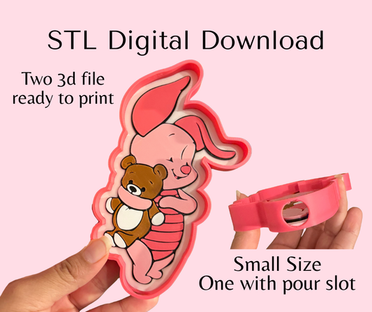 Small Size Pig with Teddy Trinket Tray Digital Download