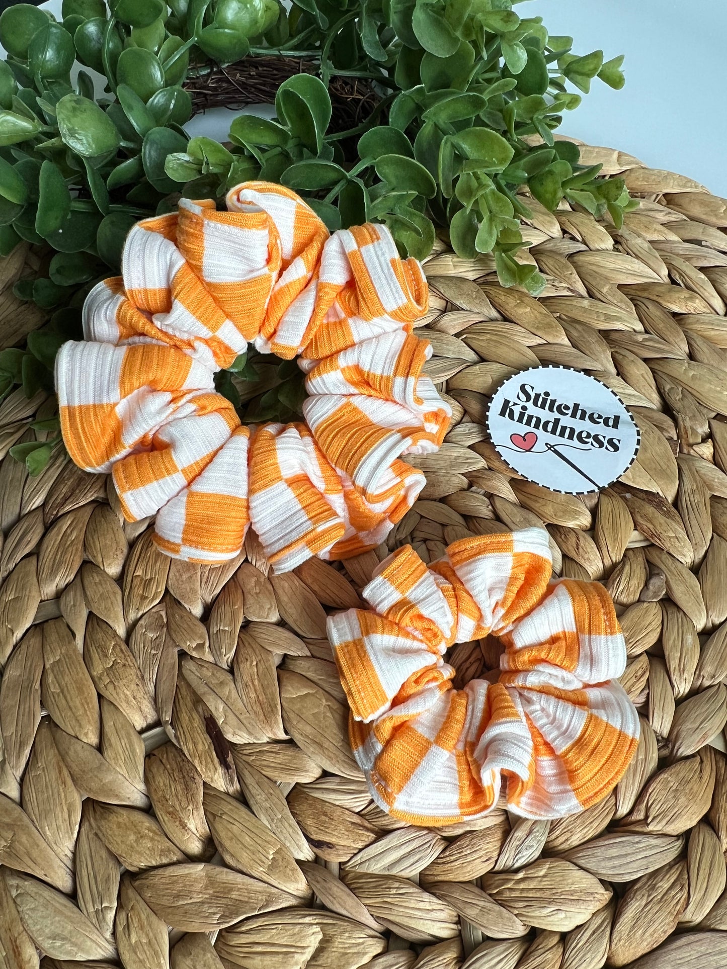 Orange Checkered Scrunchies