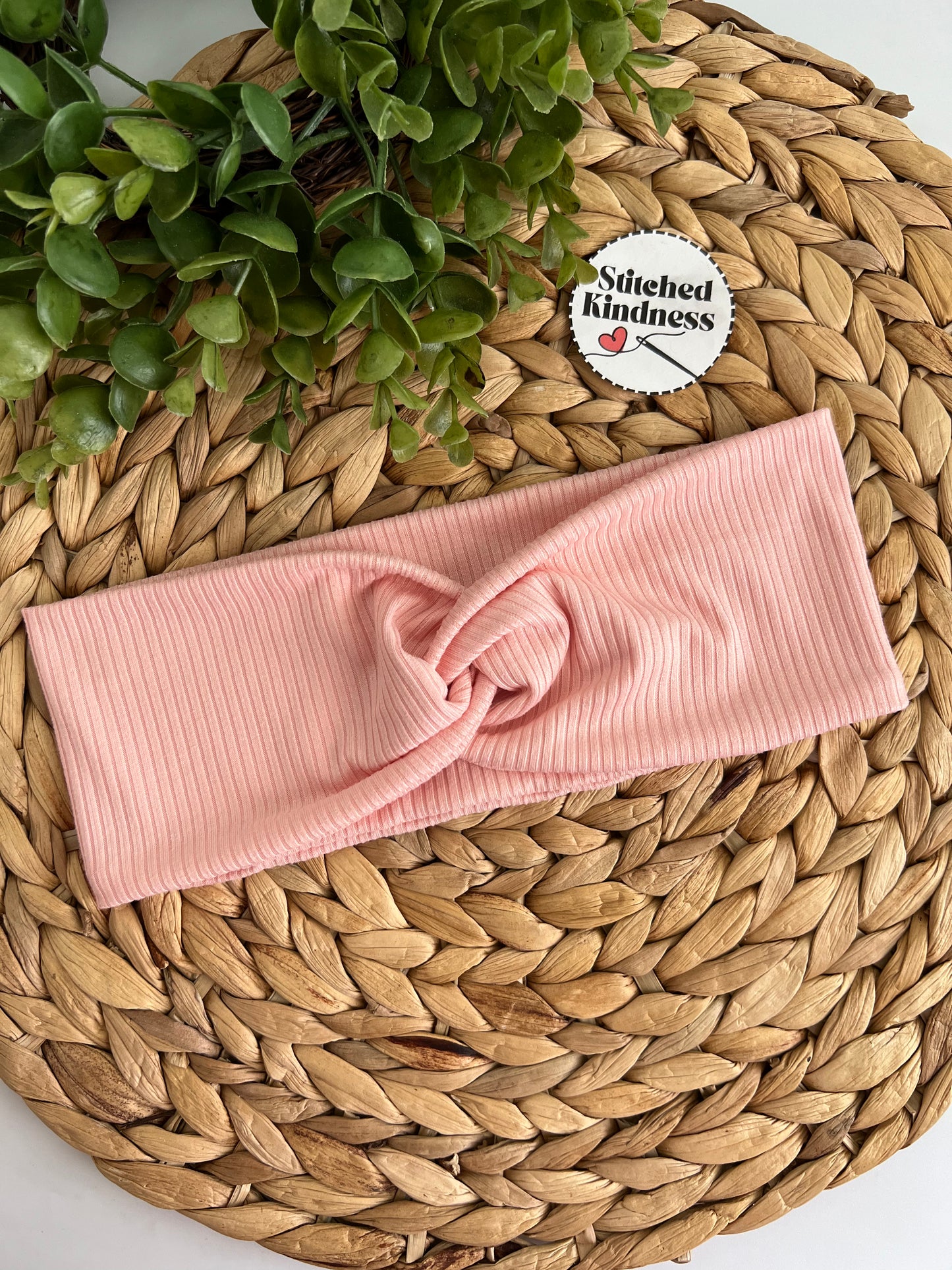 Baby Pink Ribbed Solid Color Headband