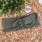 Army Green Ribbed Solid Color Headband
