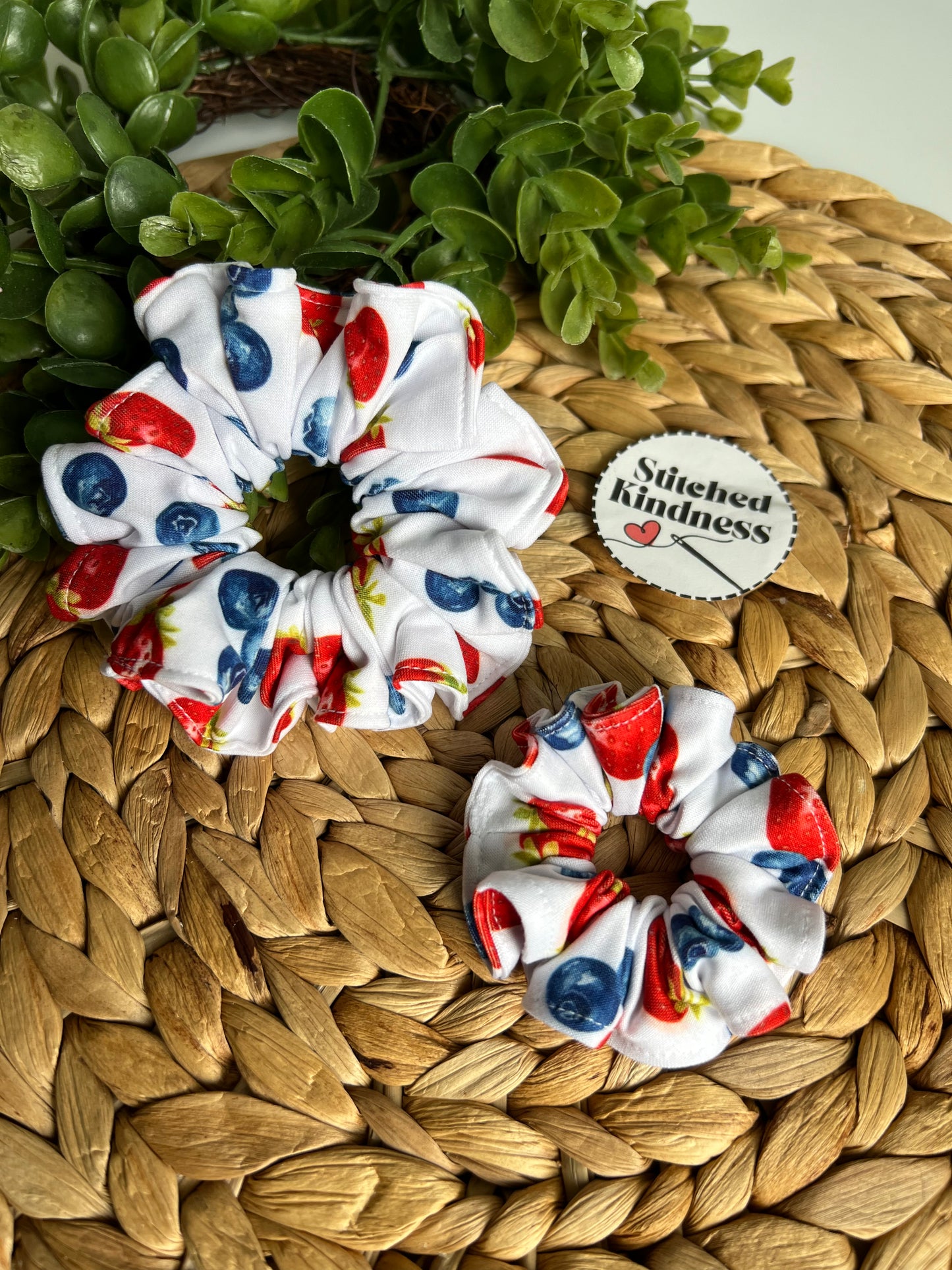 Blueberries and Strawberries Scrunchies