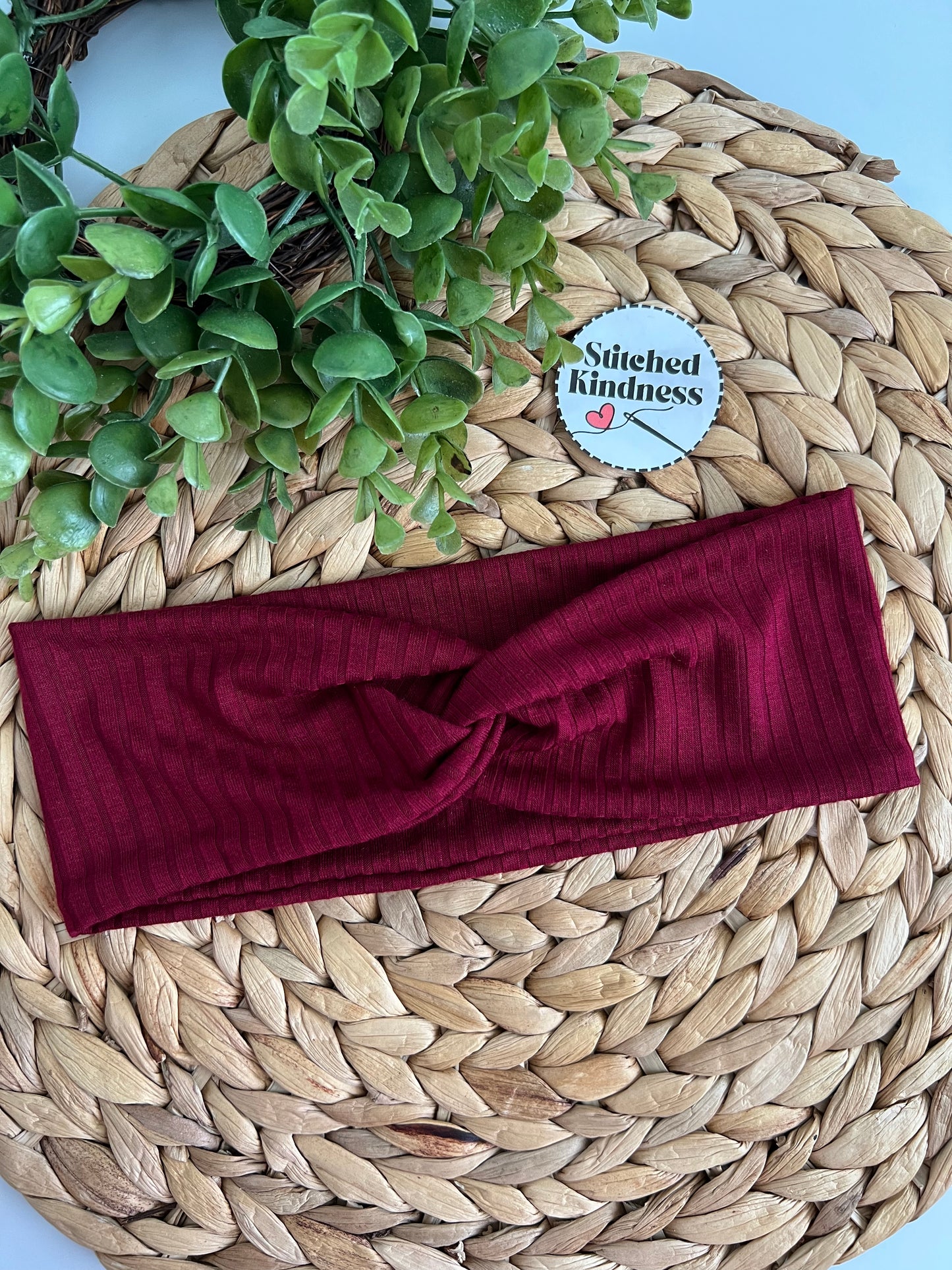 Red Ribbed Solid Color Headband