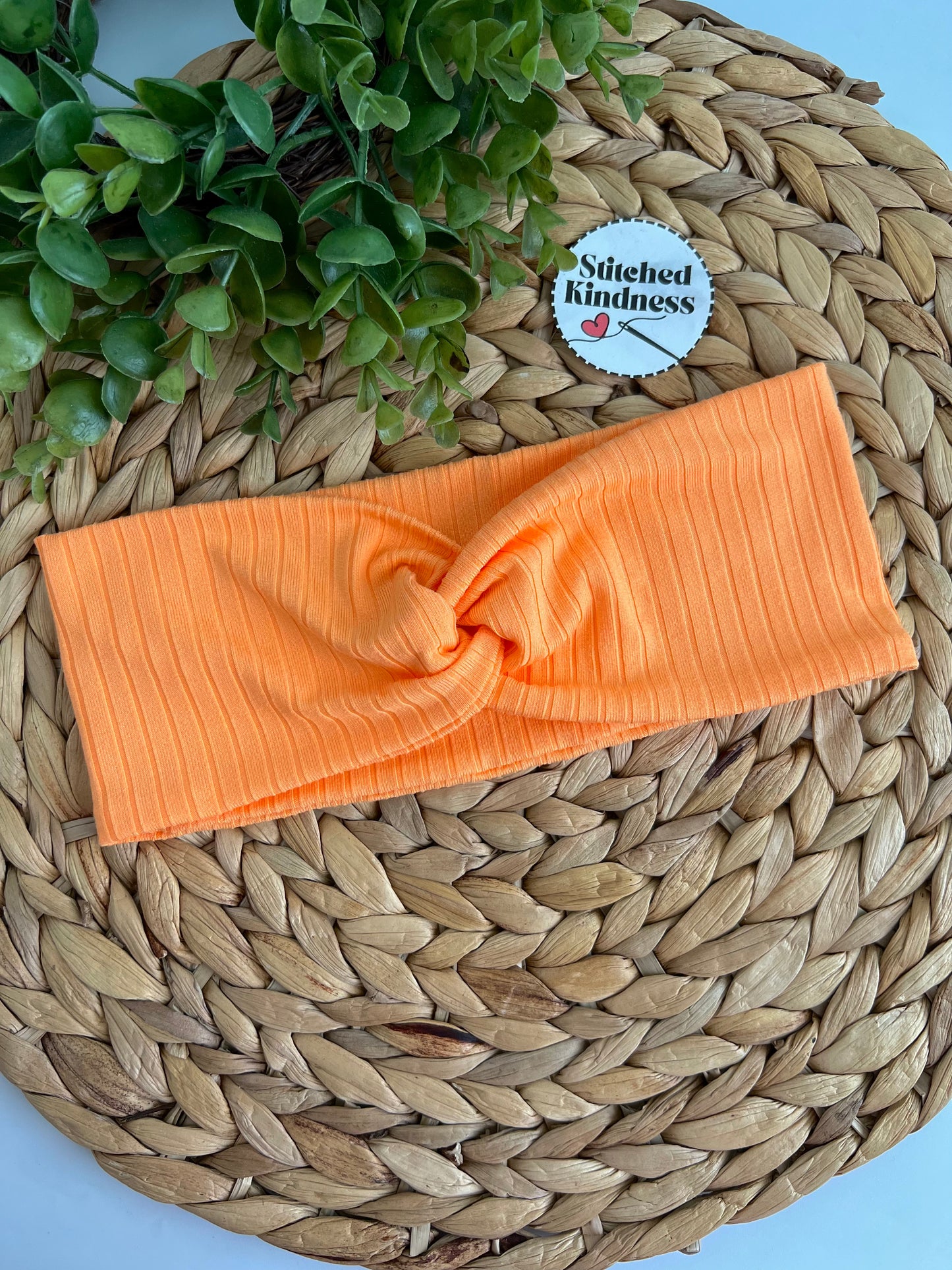 Neon Orange Ribbed Solid Color Headband