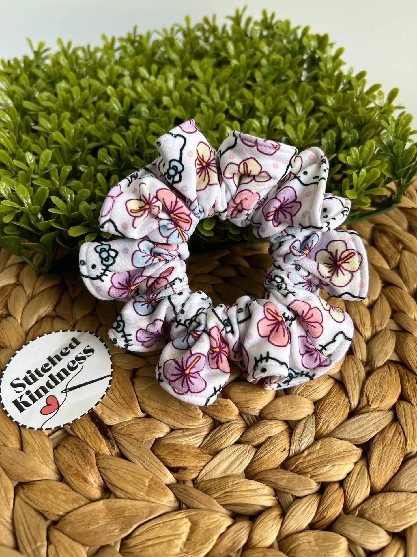 Cat and Flowers Scrunchies