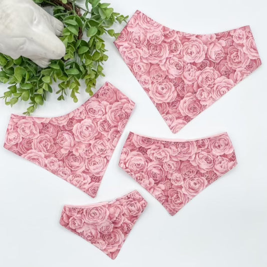 Pink Floral Dog Bandana with Snap Ons