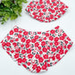Red Floral Dog Bandana Ruffles with Snap Ons
