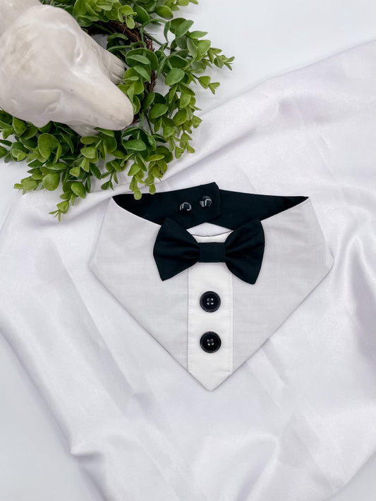 Tuxedo Dog Bandana with Snap Ons