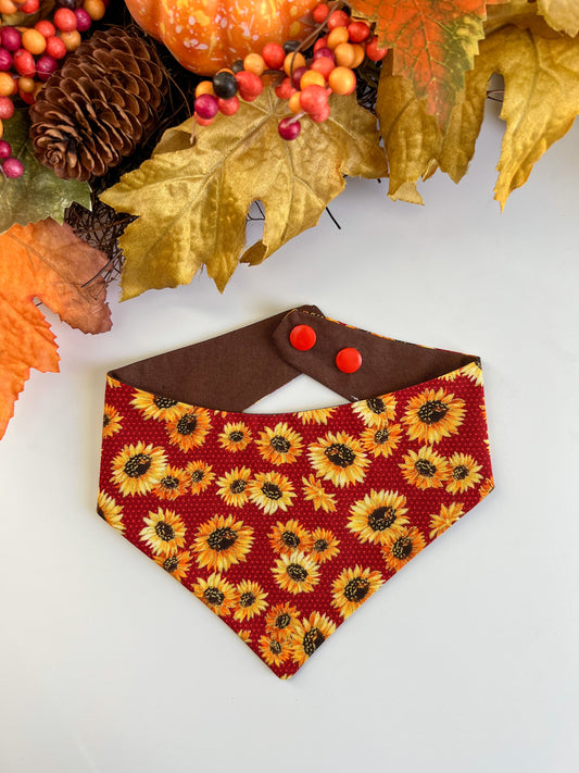 Sunflowers- Dog Bandana with Snap Ons