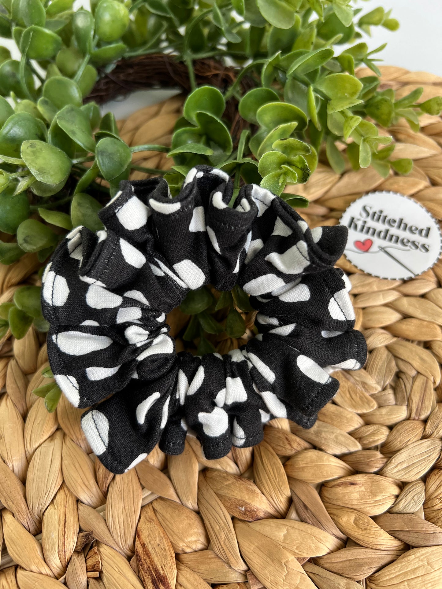 White Spots Cheetah Scrunchies