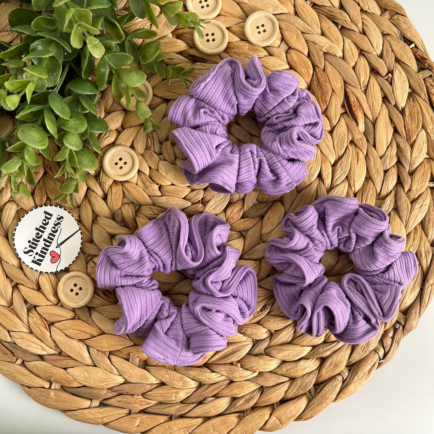 Lavender Ribbed Scrunchies
