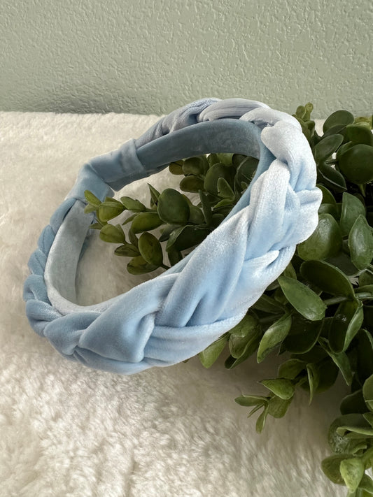 Blue Velvet Braided Headband