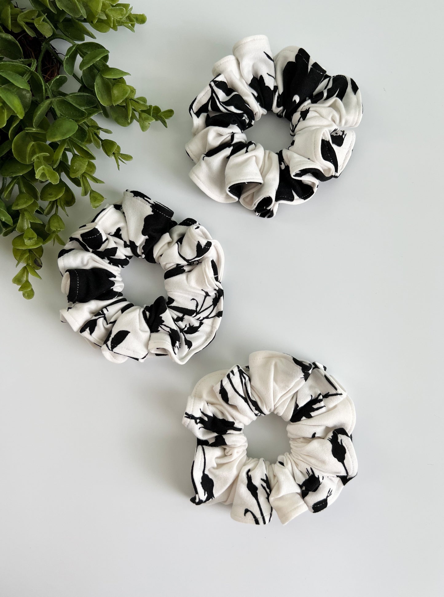 Black Floral- Scrunchies