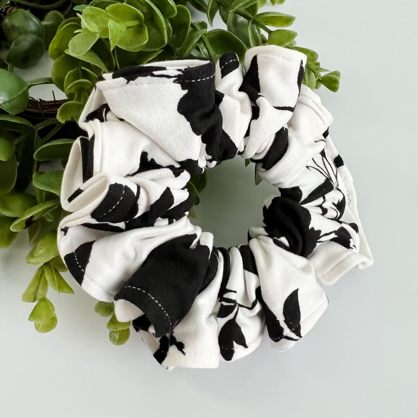 Black Floral- Scrunchies