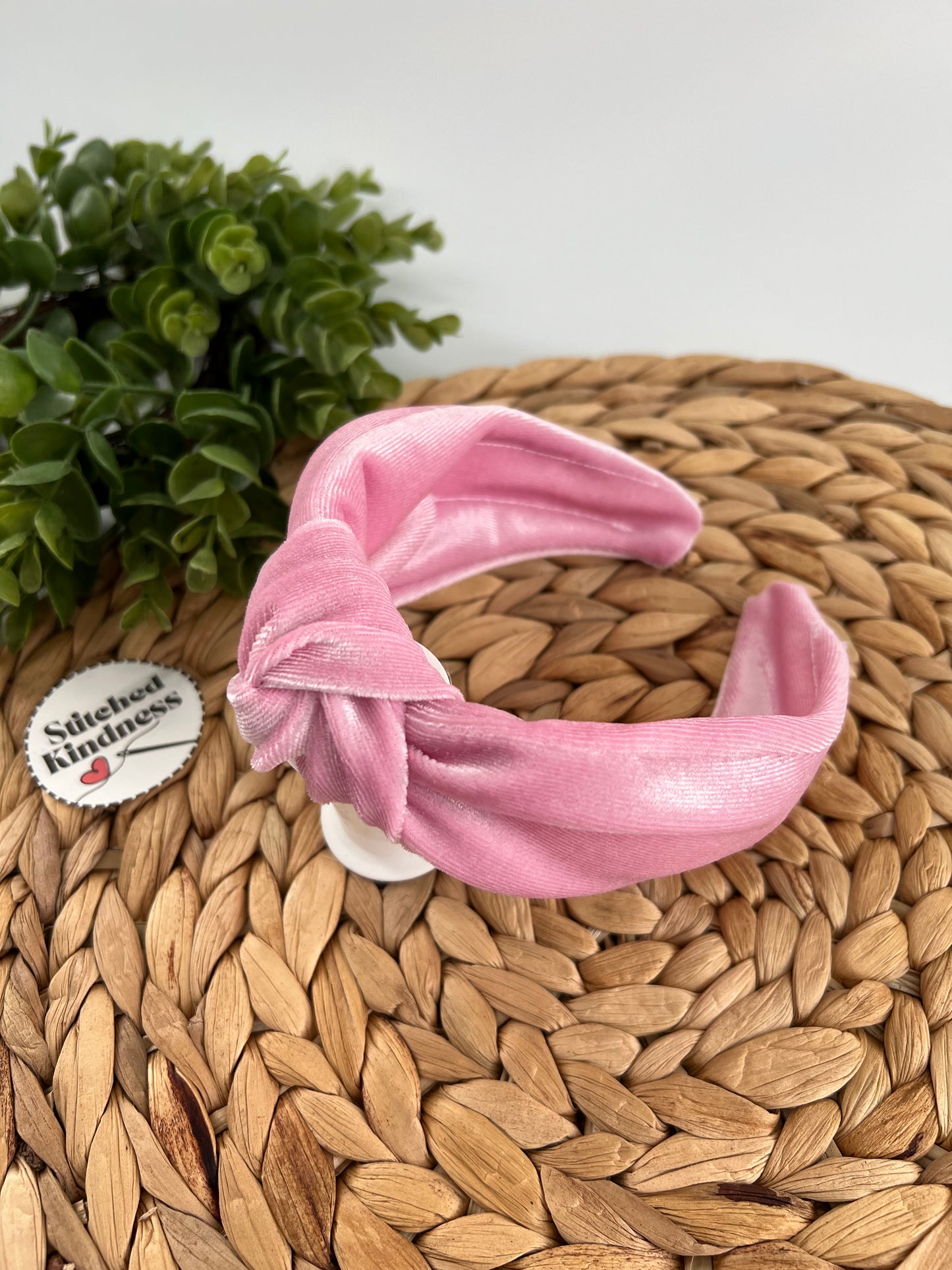 Pink Velvet TopKnot Hard Headband