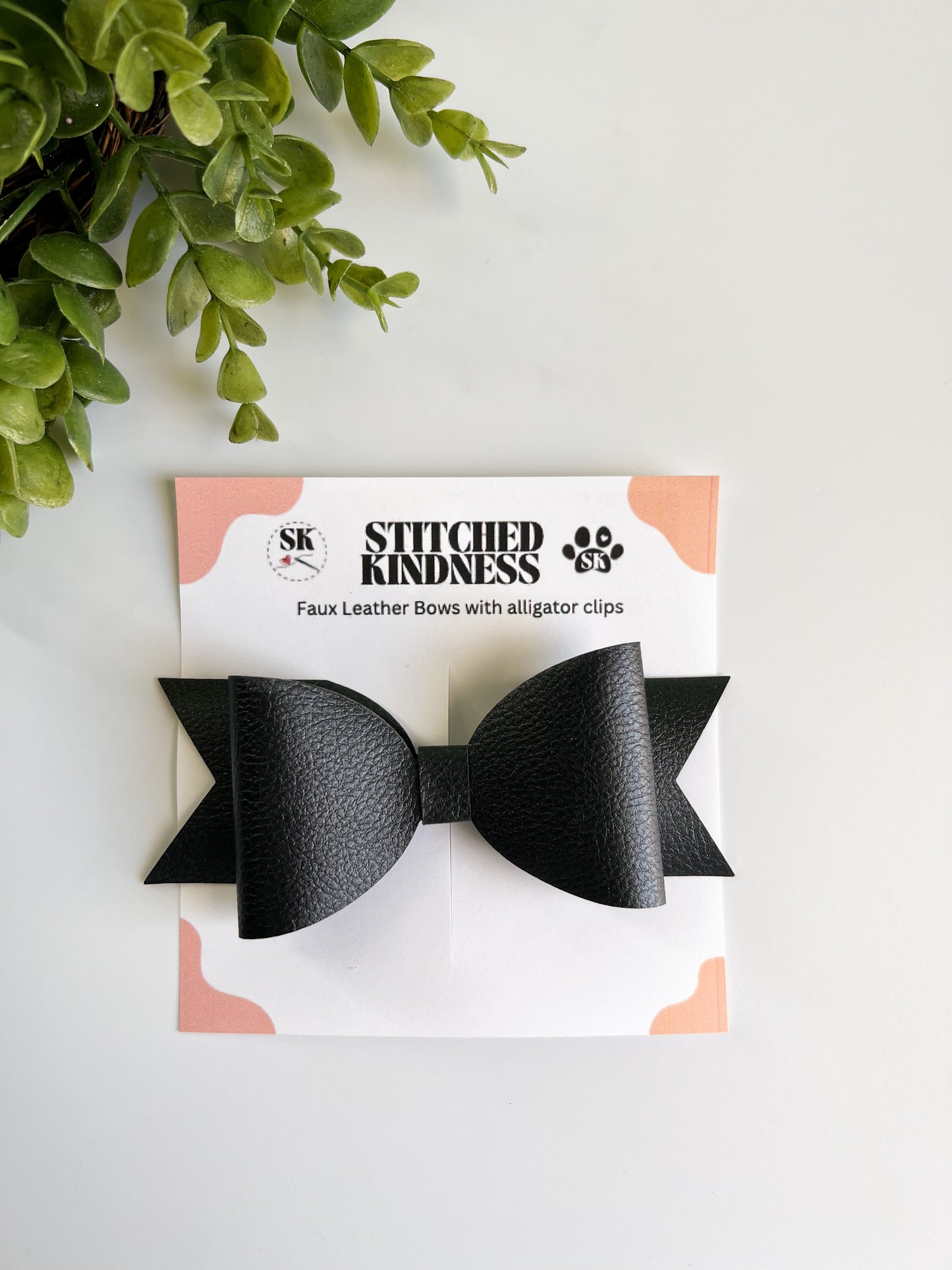 Large Faux Leather Bows