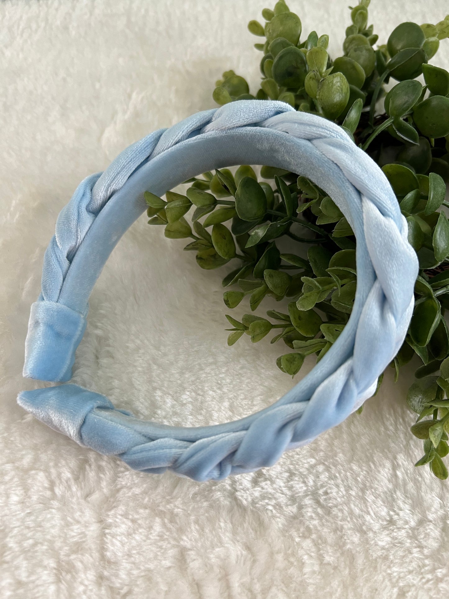Blue Velvet Braided Headband