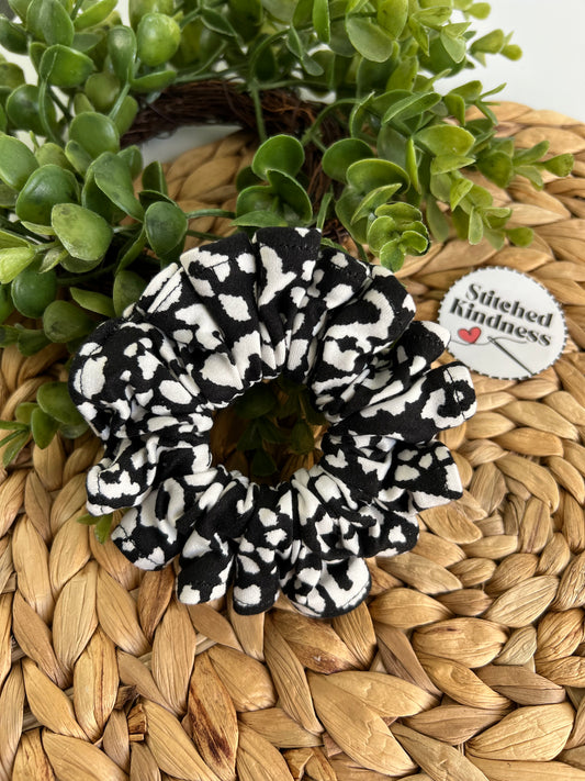 Black and White Cheetah Scrunchies